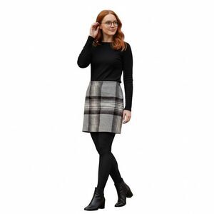 NEW Vintage Talbots Italian Wool Blend Plaid Skirt 12 Gray Red Black Academia